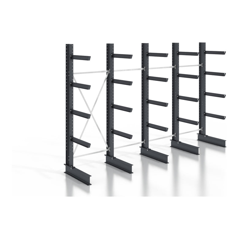 STIER cantilever rack, screwable, one-sided, 4 bays with 4 levels, 5120x2530x400mm