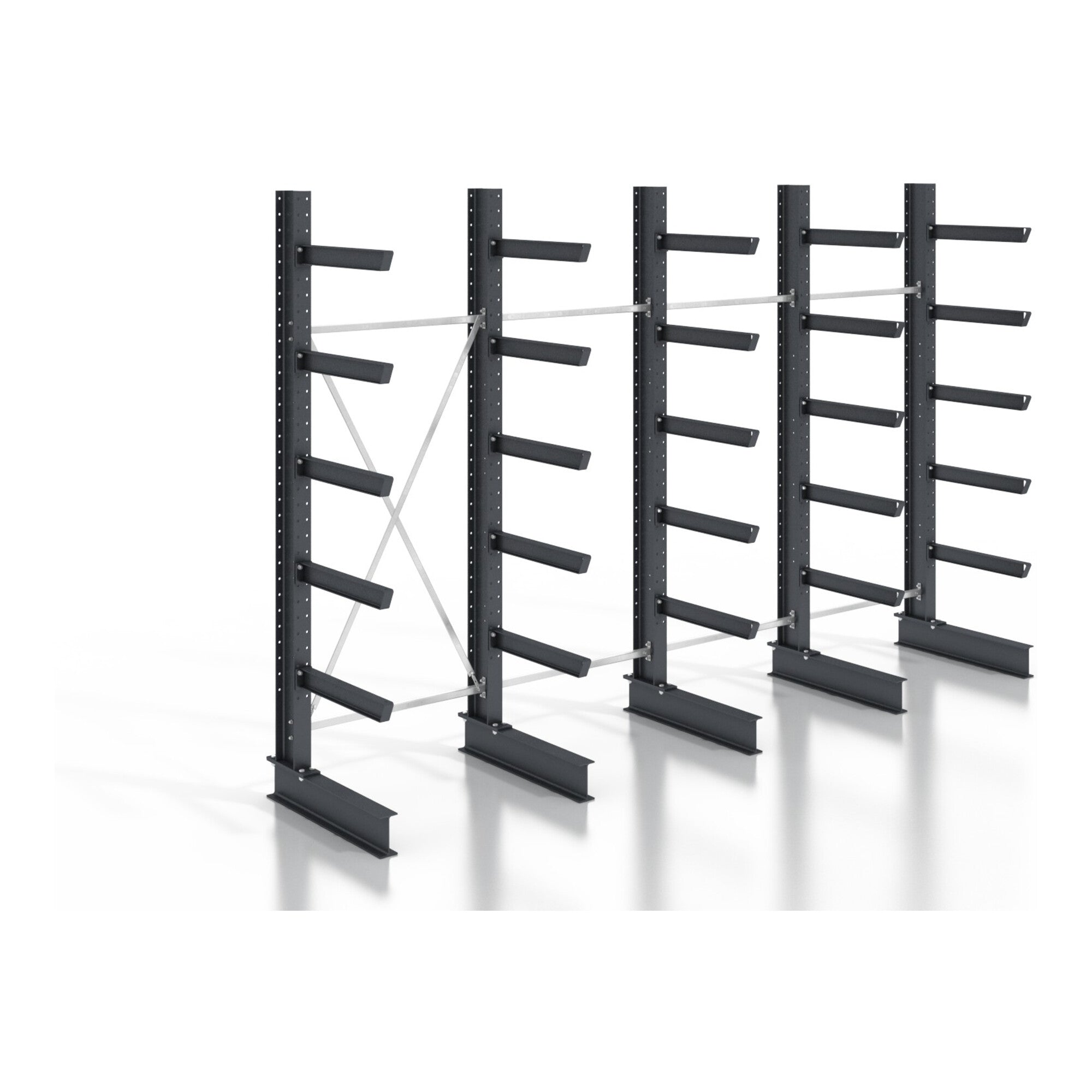 STIER cantilever rack, screwable, one-sided, 4 bays with 5 levels, 5120x2550x800mm