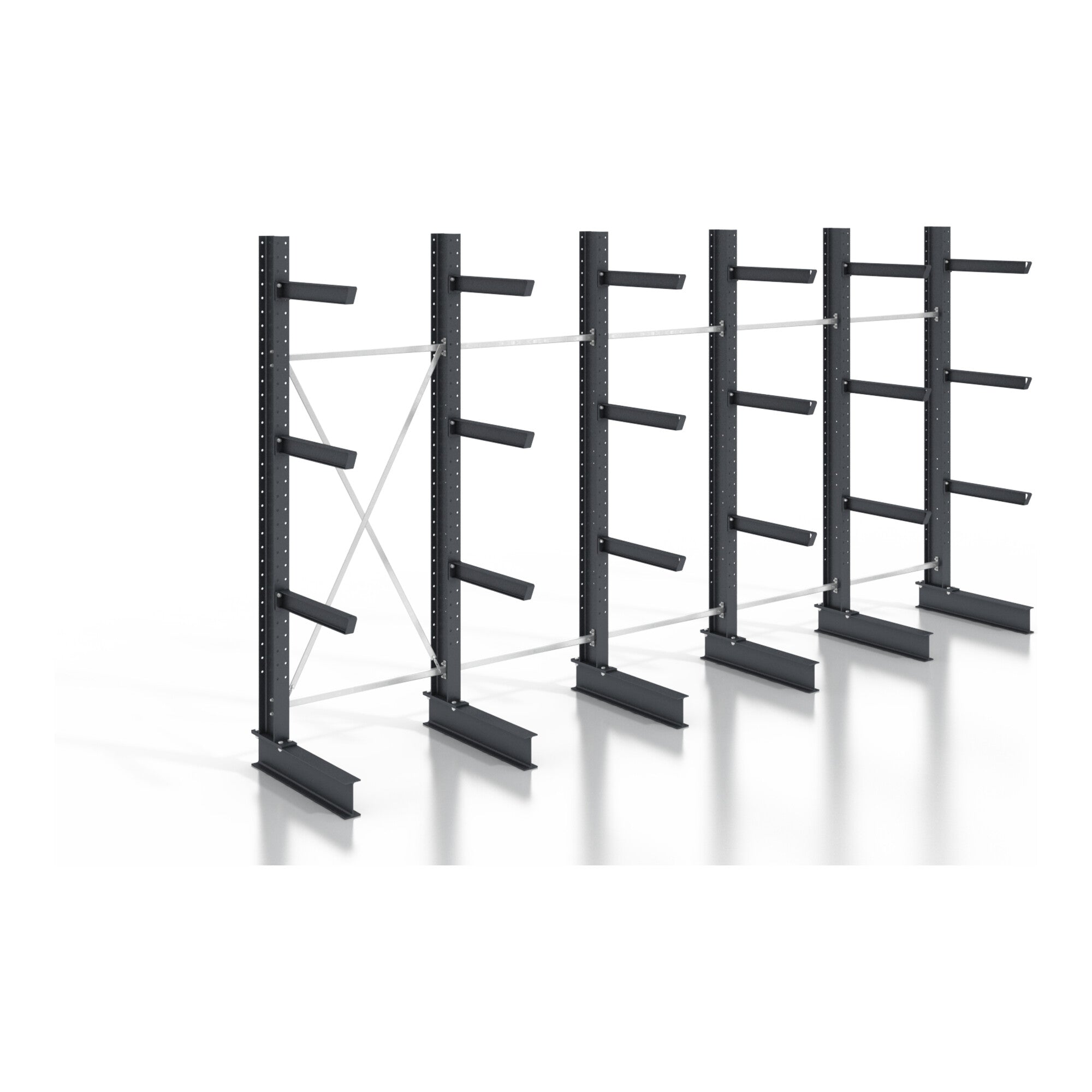 STIER cantilever rack, screwable, one-sided, 5 bays with 3 levels, 6400x2530x400mm