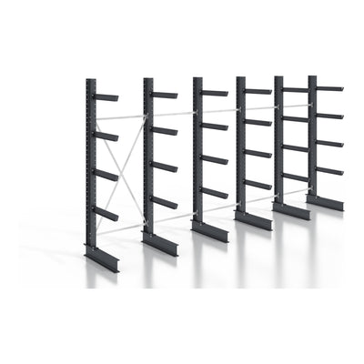 STIER cantilever rack, screwable, one-sided, 5 bays with 4 levels, 6400x3150x800mm
