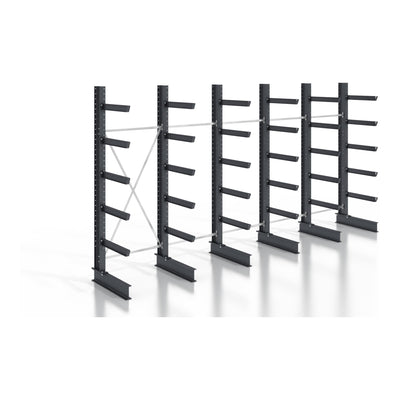 STIER cantilever rack, screwable, one-sided, 5 bays with 5 levels, 6400x2550x800mm