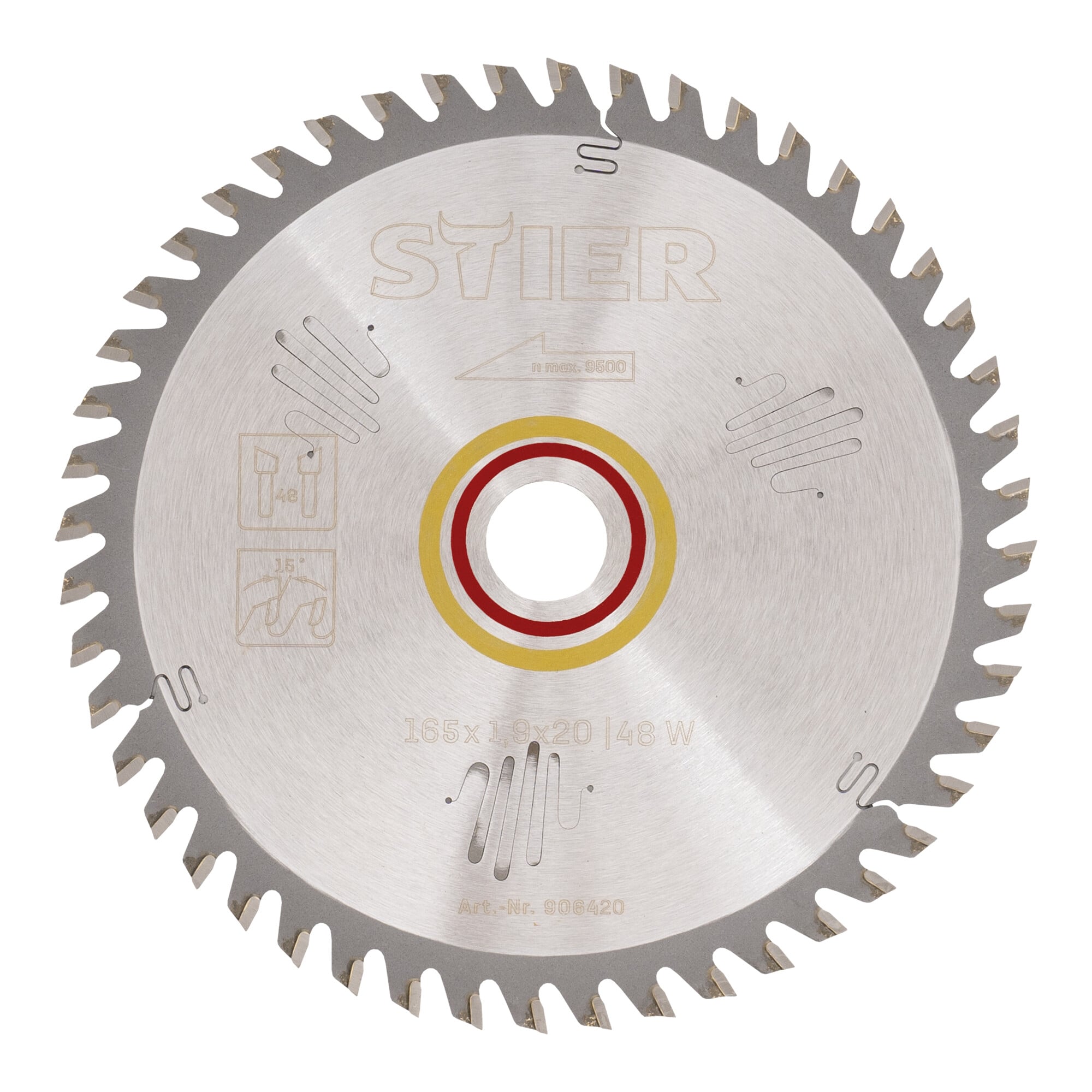 STIER circular saw blade wood 165 x 1.9 x 20 48W 15° chip angle