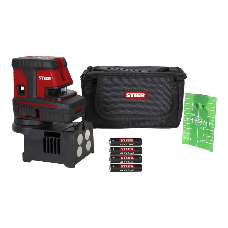 STIER cross line laser 150° x 130° with 5 plumb points green