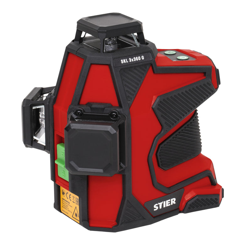 STIER Kreuzlinienlaser SKL 3x360°, 520nm, grün, 1/4" und 5/8" Gewinde im Koffer