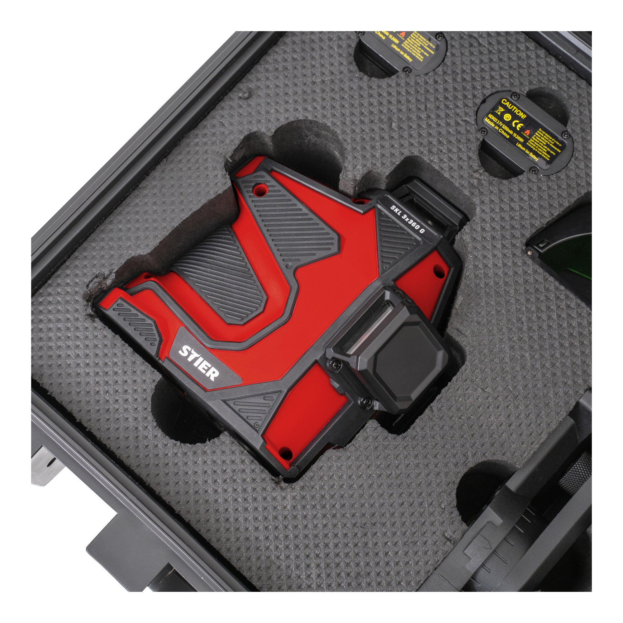 STIER Kreuzlinienlaser SKL 3x360°, 520nm, grün, 1/4" und 5/8" Gewinde im Koffer