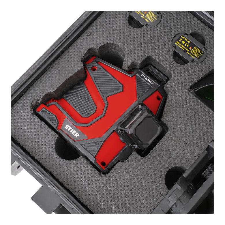 STIER Kreuzlinienlaser SKL 3x360°, 520nm, grün, 1/4" und 5/8" Gewinde im Koffer