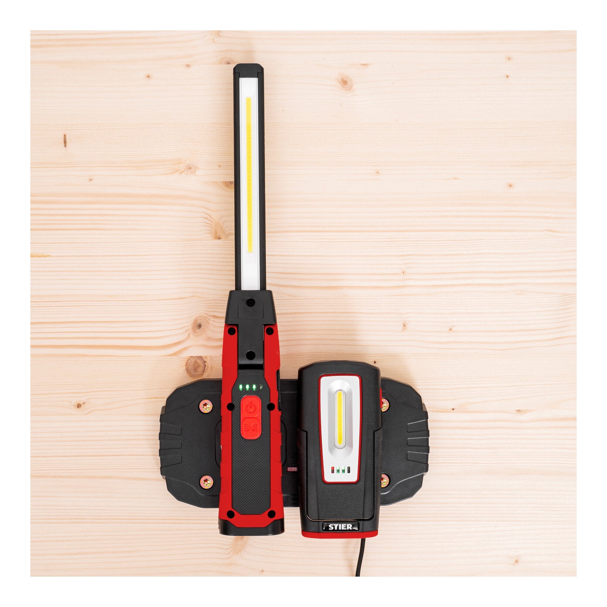 STIER LED work light set 300/1000 lumens magnetic induction charging pad 120°