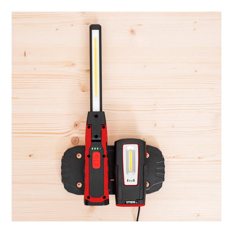 STIER LED work light set 300/1000 lumens magnetic induction charging pad 120°