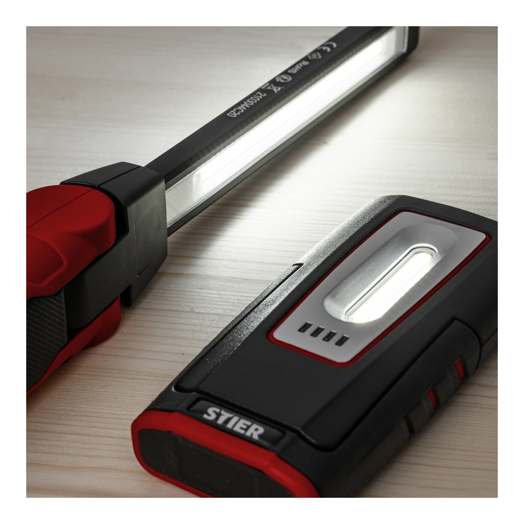 STIER LED Arbeitsleuchten Set 300/1000 Lumen magnetisch Induktionsladepad 120°