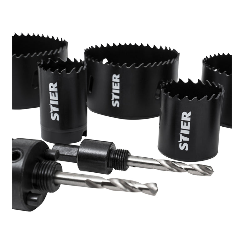 STIER hole saw electrician set HSS-Co8 bimetal 32 40 54 60 68 11-piece 25 76 86