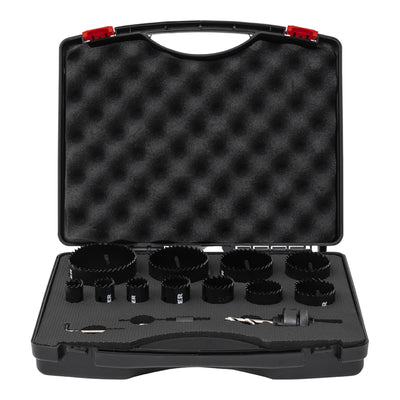 STIER hole saw set HSS-Co8 bimetal 22 25 32 35 40 44 51 60 14-piece 20 68 76