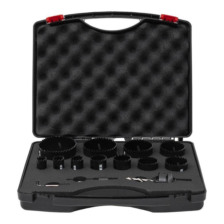 STIER hole saw set HSS-Co8 bimetal 22 25 32 35 40 44 51 60 14-piece 20 68 76