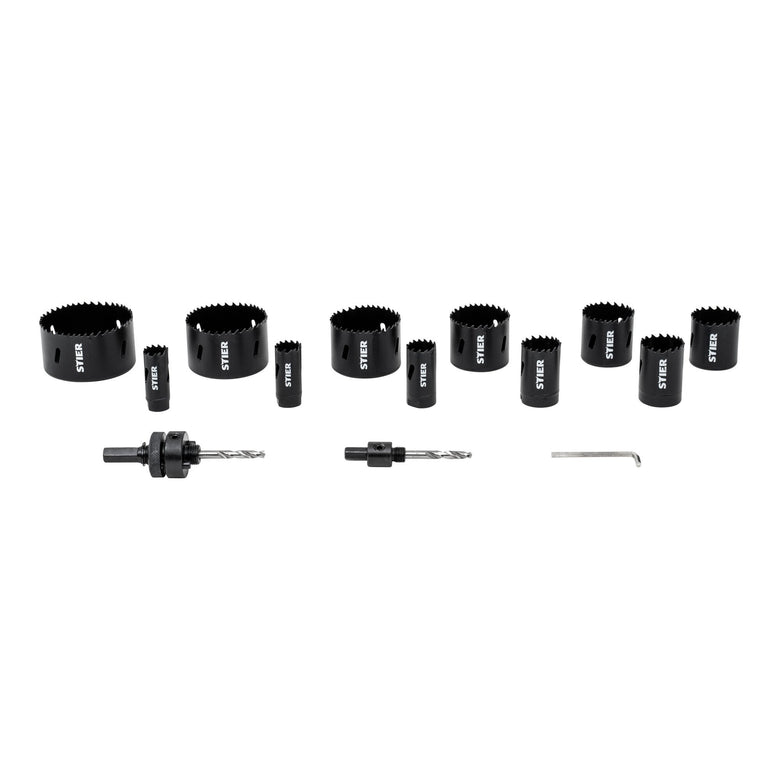 STIER Lochsägen-Set HSS-Co8 Bimetall 22 25 32 35 40 44 51 60 14-teilig 20 68 76