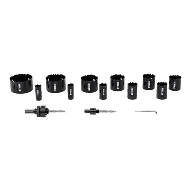 STIER hole saw set HSS-Co8 bimetal 22 25 32 35 40 44 51 60 14-piece 20 68 76