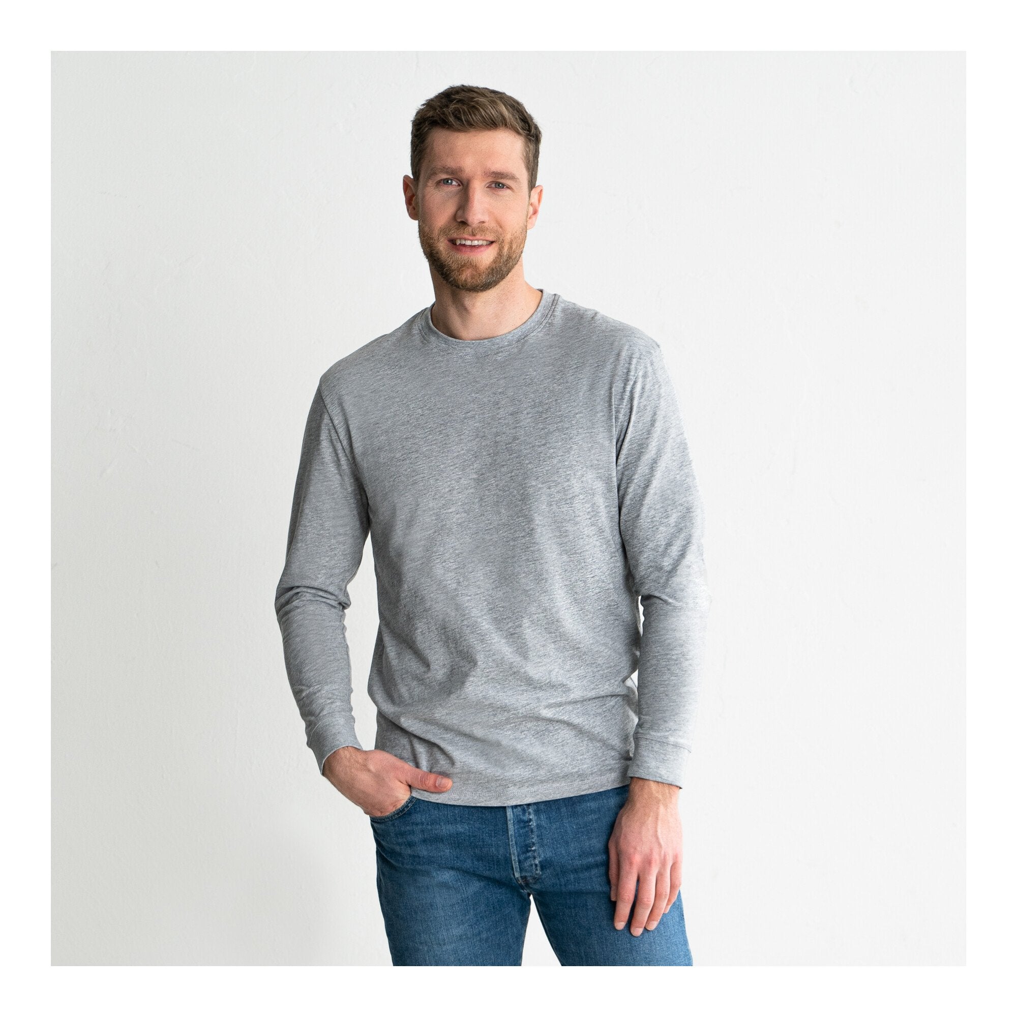 STIER Longsleeve Logo Capsule organic cotton XL Grey Melange