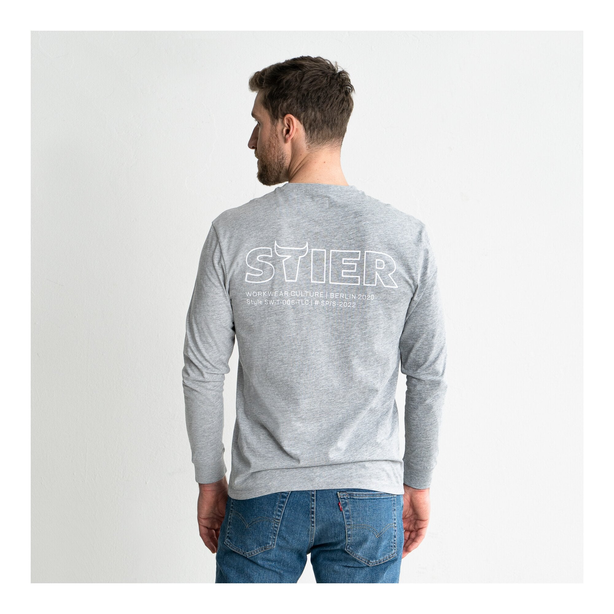 STIER Longsleeve Logo Capsule organic cotton XL Grey Melange