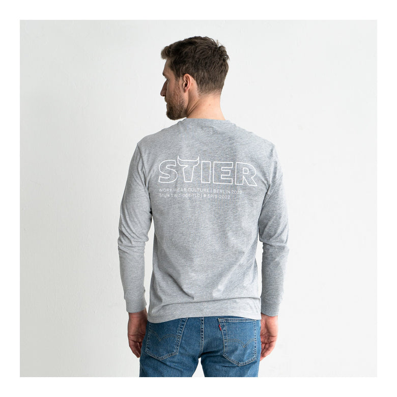 STIER Longsleeve Logo Capsule organic cotton XL Grey Melange