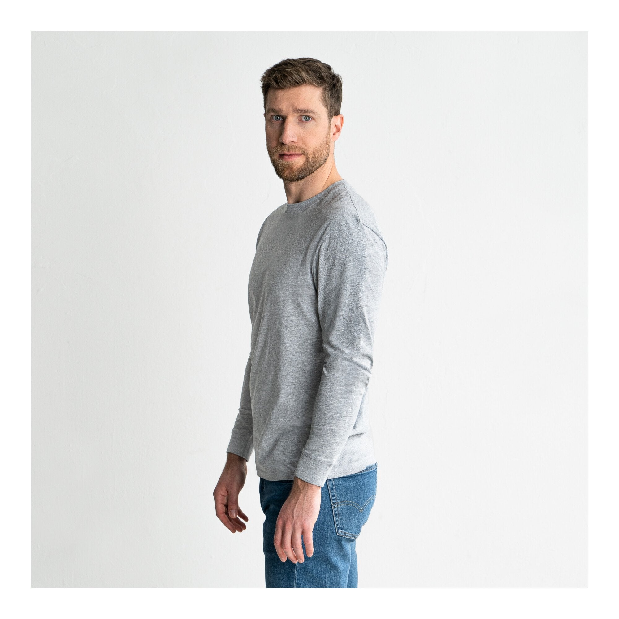 STIER Longsleeve Logo Capsule organic cotton XL Grey Melange