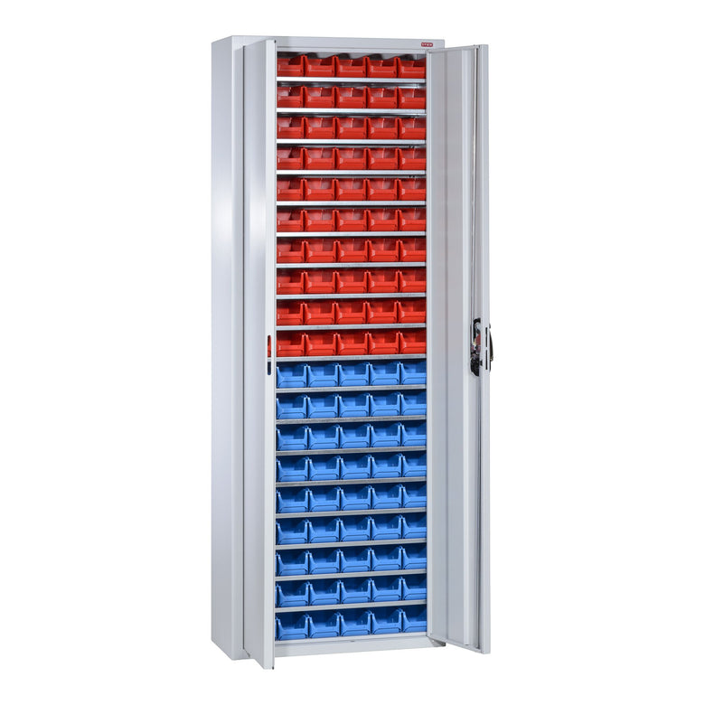 STIER Magazinschrank mit 48 Sichtlagerkästen, H1980xB700xT300mm