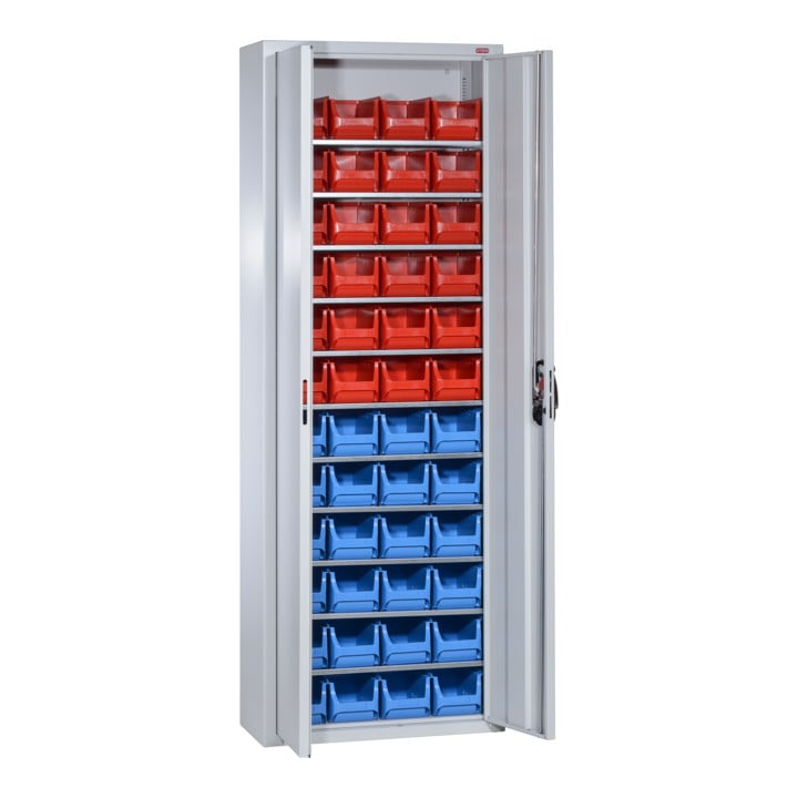 STIER Magazinschrank mit 48 Sichtlagerkästen, H1980xB700xT300mm