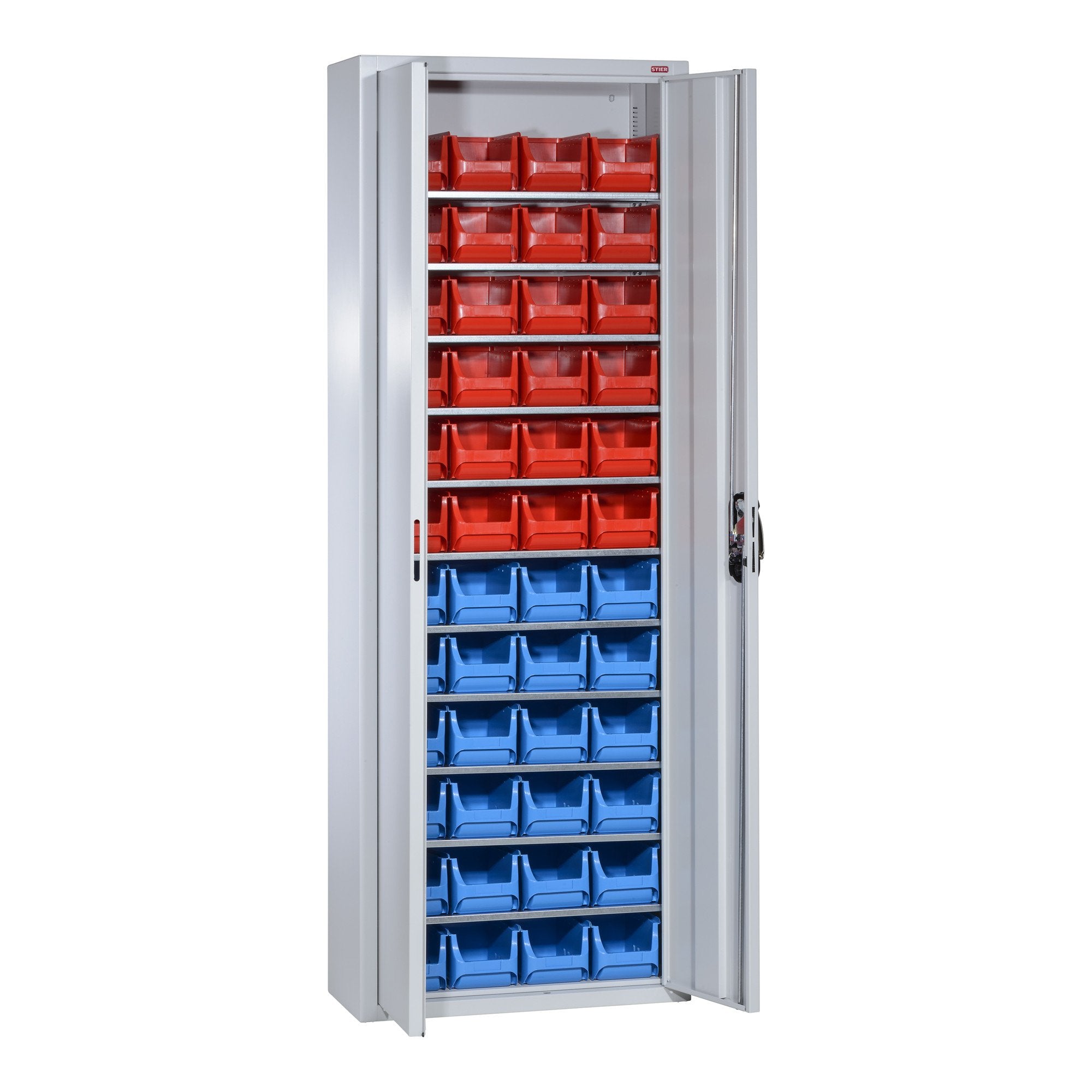 STIER Magazinschrank mit 48 Sichtlagerkästen, H1980xB700xT300mm