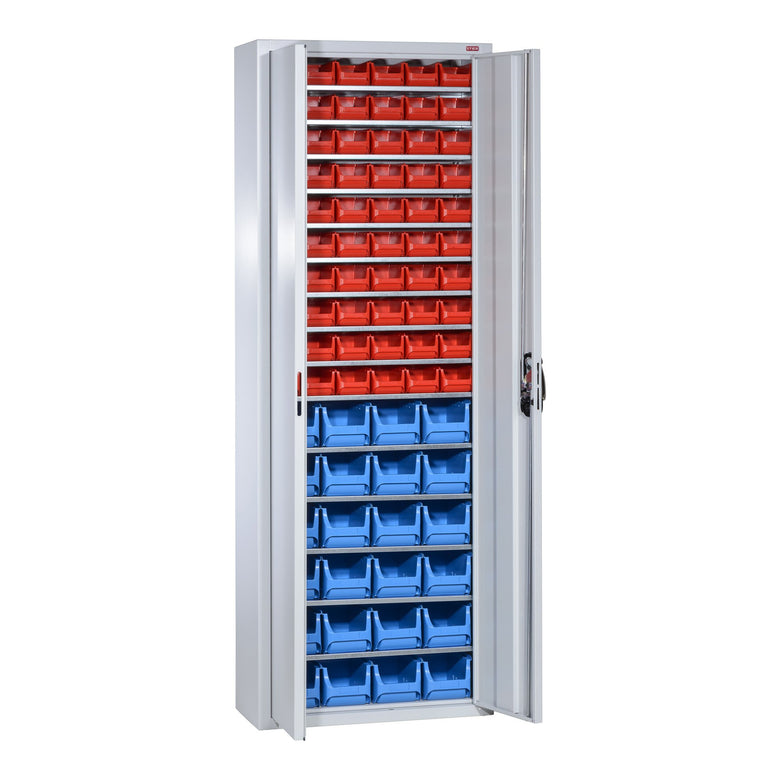 STIER Magazinschrank mit 48 Sichtlagerkästen, H1980xB700xT300mm