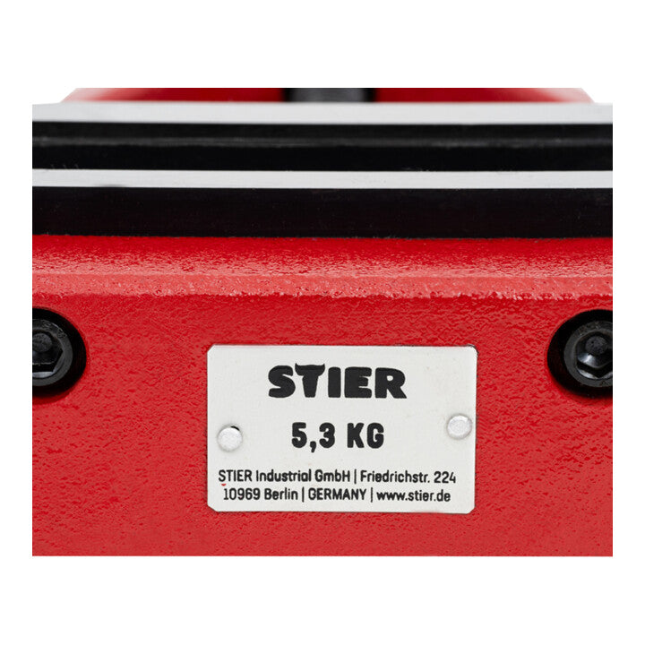 STIER Maschinenschraubstock, Backen-B. 100-120 mm, Spann-W. 85-110 mm, V-Nut