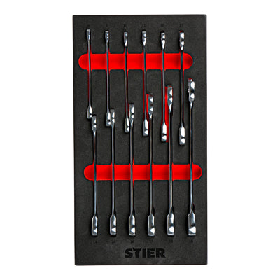 STIER combination ratchet wrench set SW 8 - 19 mm 12-piece made of