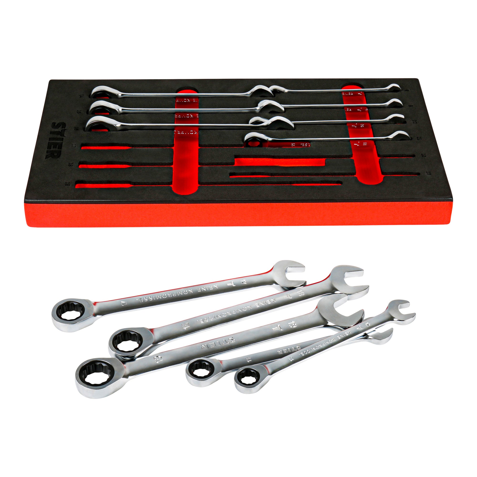 STIER combination ratchet wrench set SW 8 - 19 mm 12-piece made of