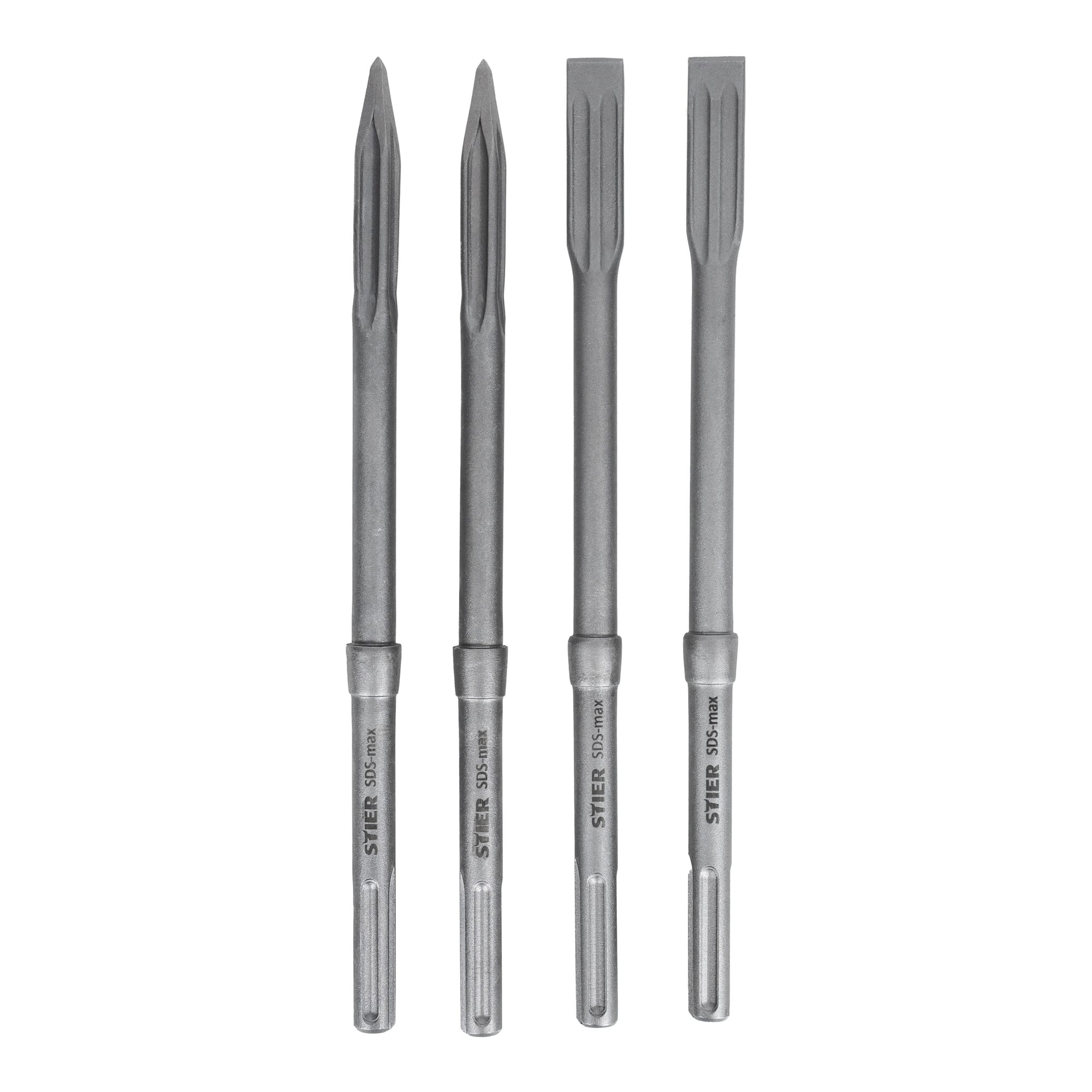 STIER SDS-max chisel set, 4 pieces, 400 x 25 mm / 400 mm