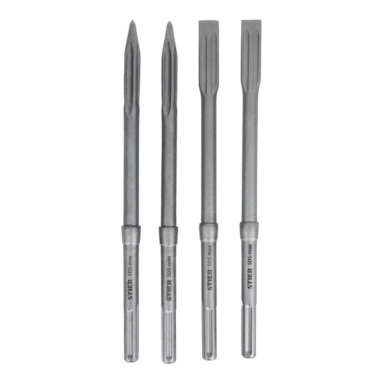 STIER SDS-max chisel set, 4 pieces, 400 x 25 mm / 400 mm