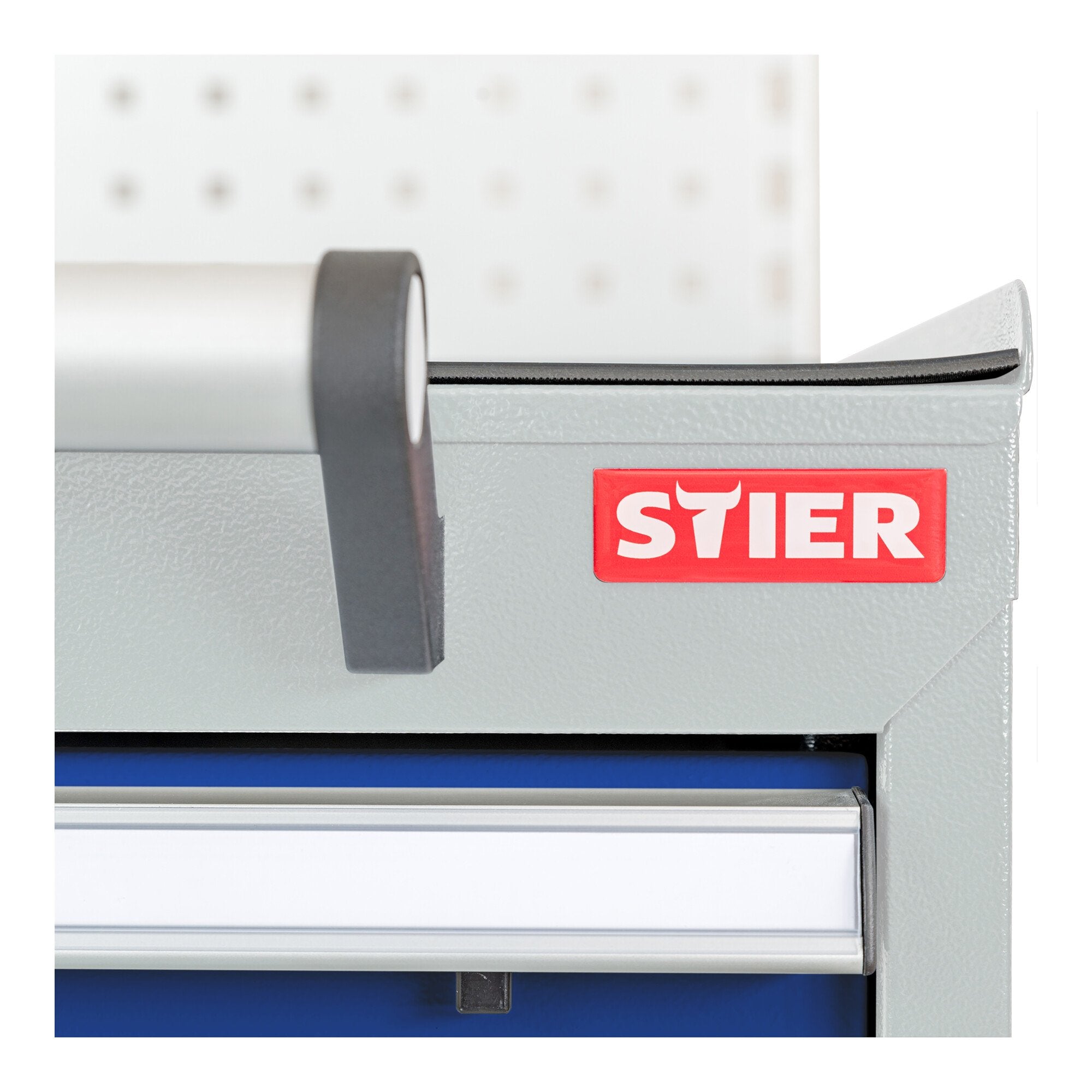 STIER Mobiler Schubladenschrank mit 5 Schubladen BxTxH 600x575x790 mm lichtgrau/enzianblau, RAL 7035 / RAL 5010