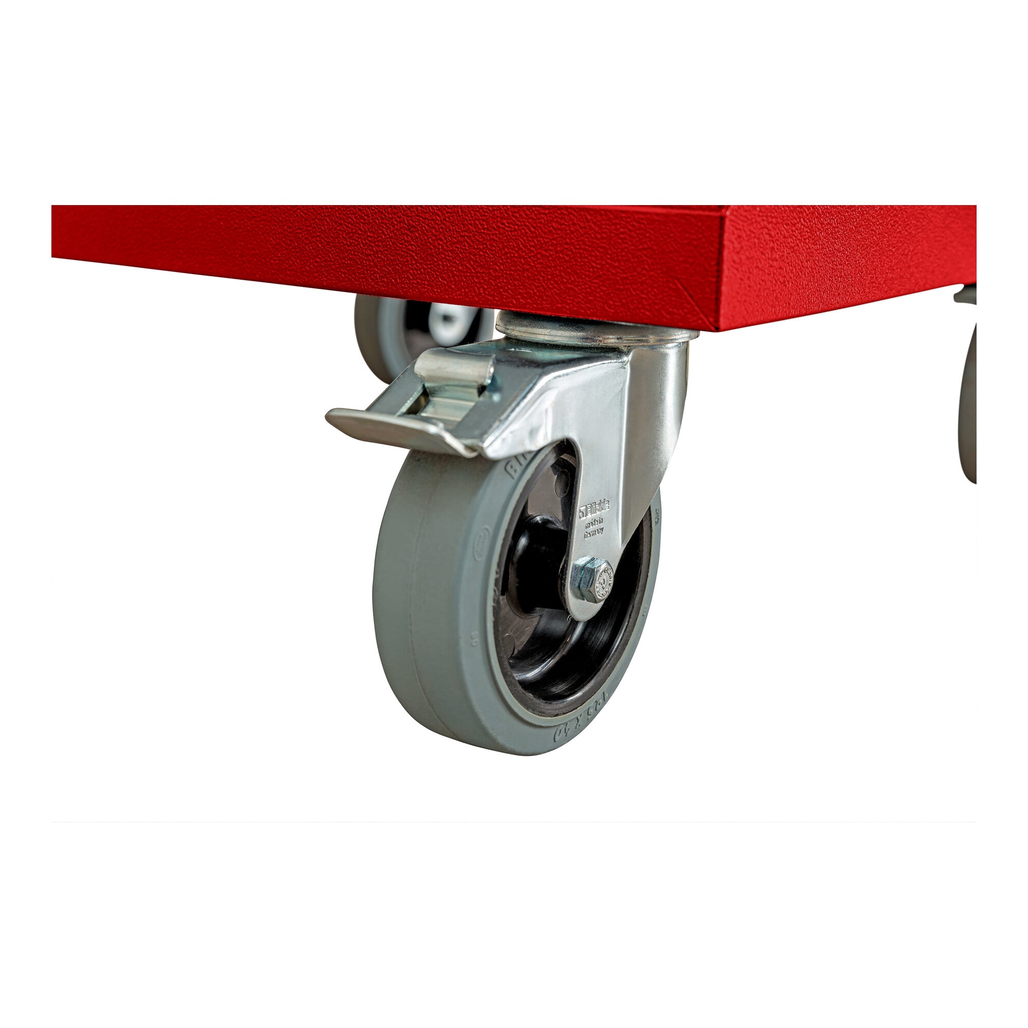 STIER Mobiler Schubladenschrank mit 5 Schubladen BxTxH 600x575x790 mm rot/anthrazitgrau, RAL 3020 / RAL 7016