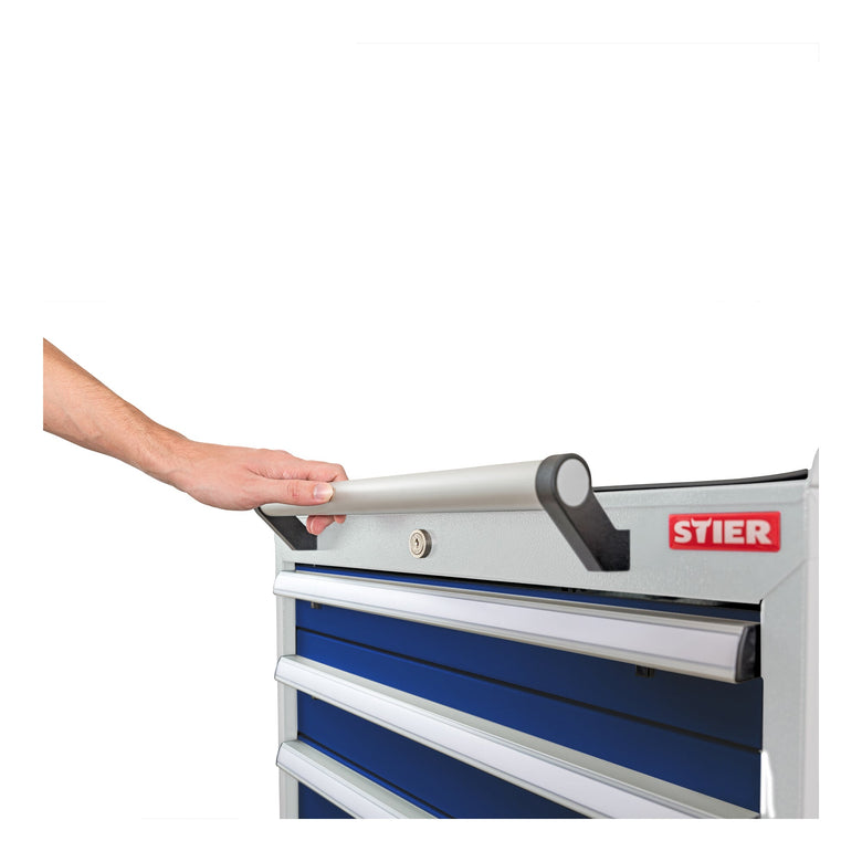 STIER Mobile drawer cabinet with 6 drawers 600x575x1090 gentian blue and