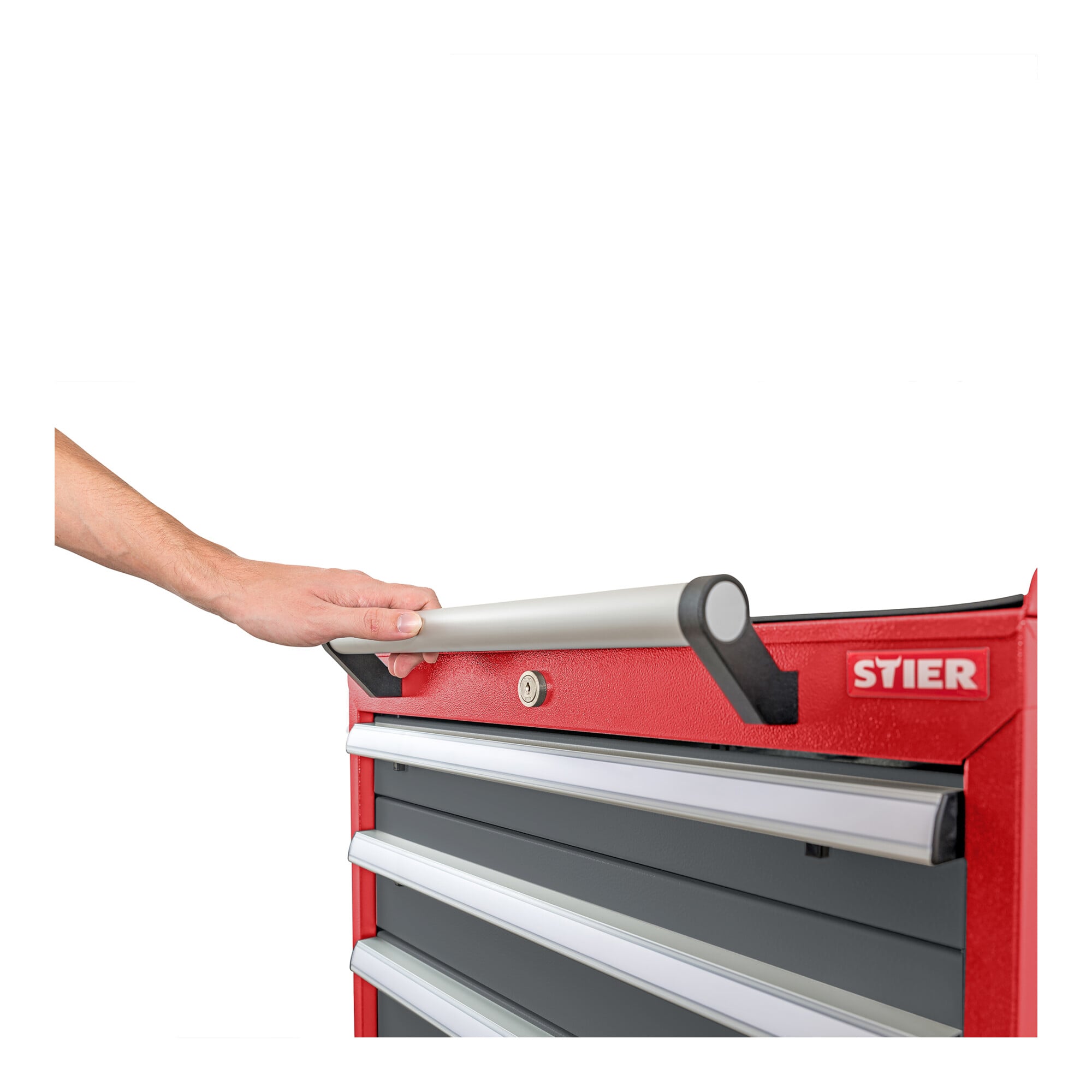 STIER Mobile drawer cabinet with 6 drawers 600x575x1090 traffic red and