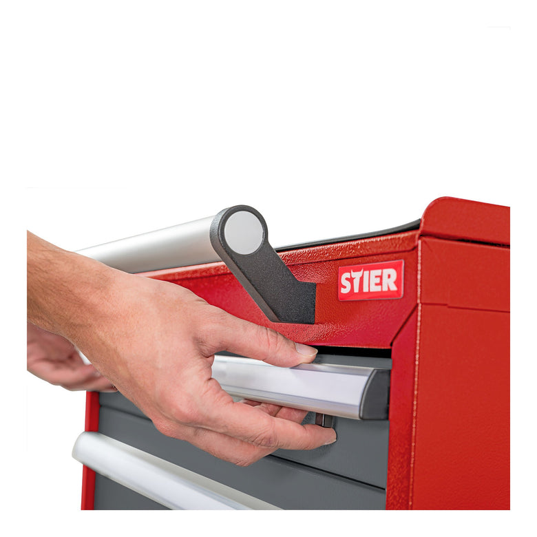 STIER Mobile drawer cabinet with 6 drawers 600x575x1090 traffic red and