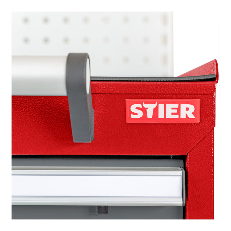 STIER Mobile drawer cabinet with 6 drawers 600x575x1090 traffic red and