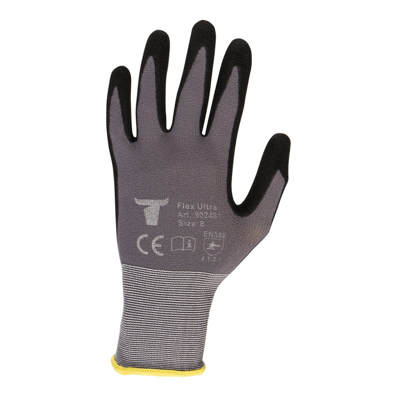 STIER Montagehandschuhe, 12 Paar, Flex Ultra, Größe 8, Nitrilbeschichtet, zweifache Beschichtung, atmungsaktiv und wasserabweisend,Optimales Tastgefühl