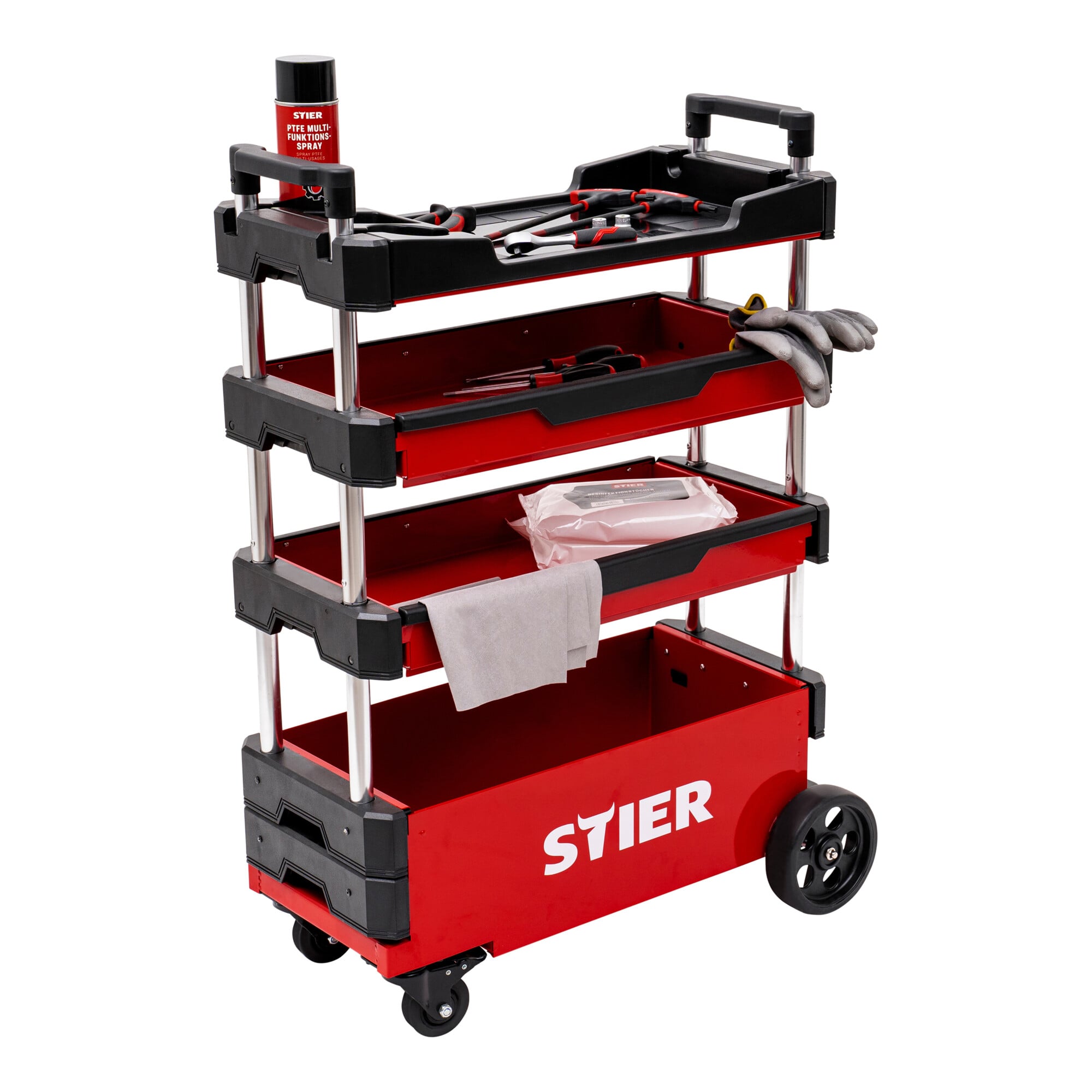 STIER assembly trolley foldable 80kg load capacity LxWxH 700x380x535 retracted LxWxH