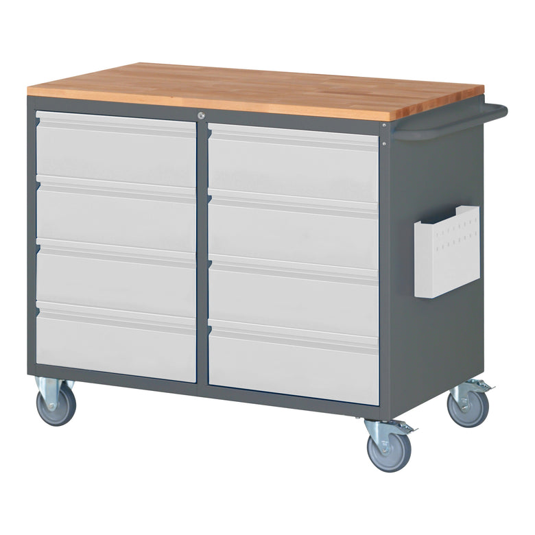 STIER Premium assembly trolley with 3 drawers and 1 hinged door WxDxH 1145x650x795 mm