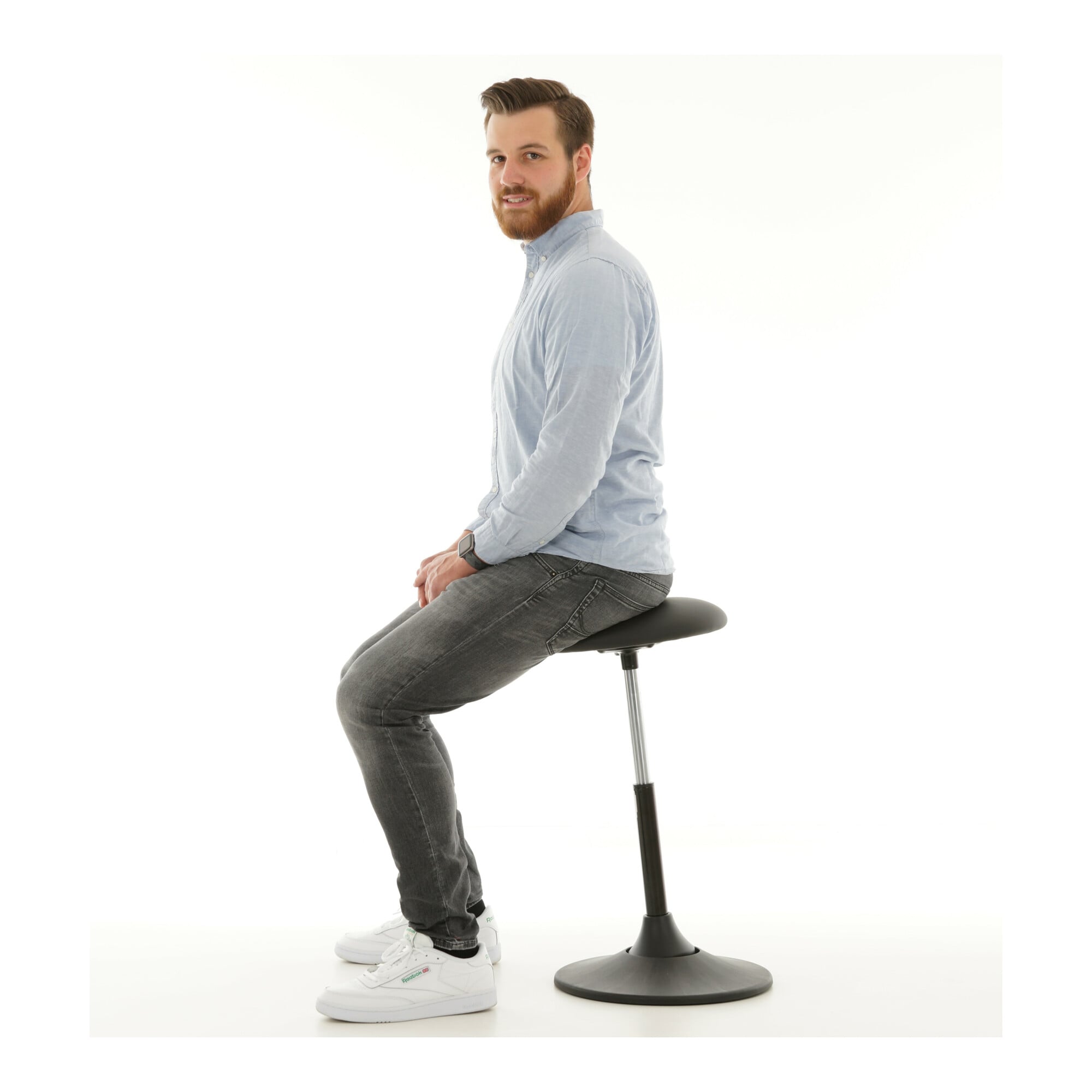 STIER multi-movable stool ergonomic height adjustable black artificial leather