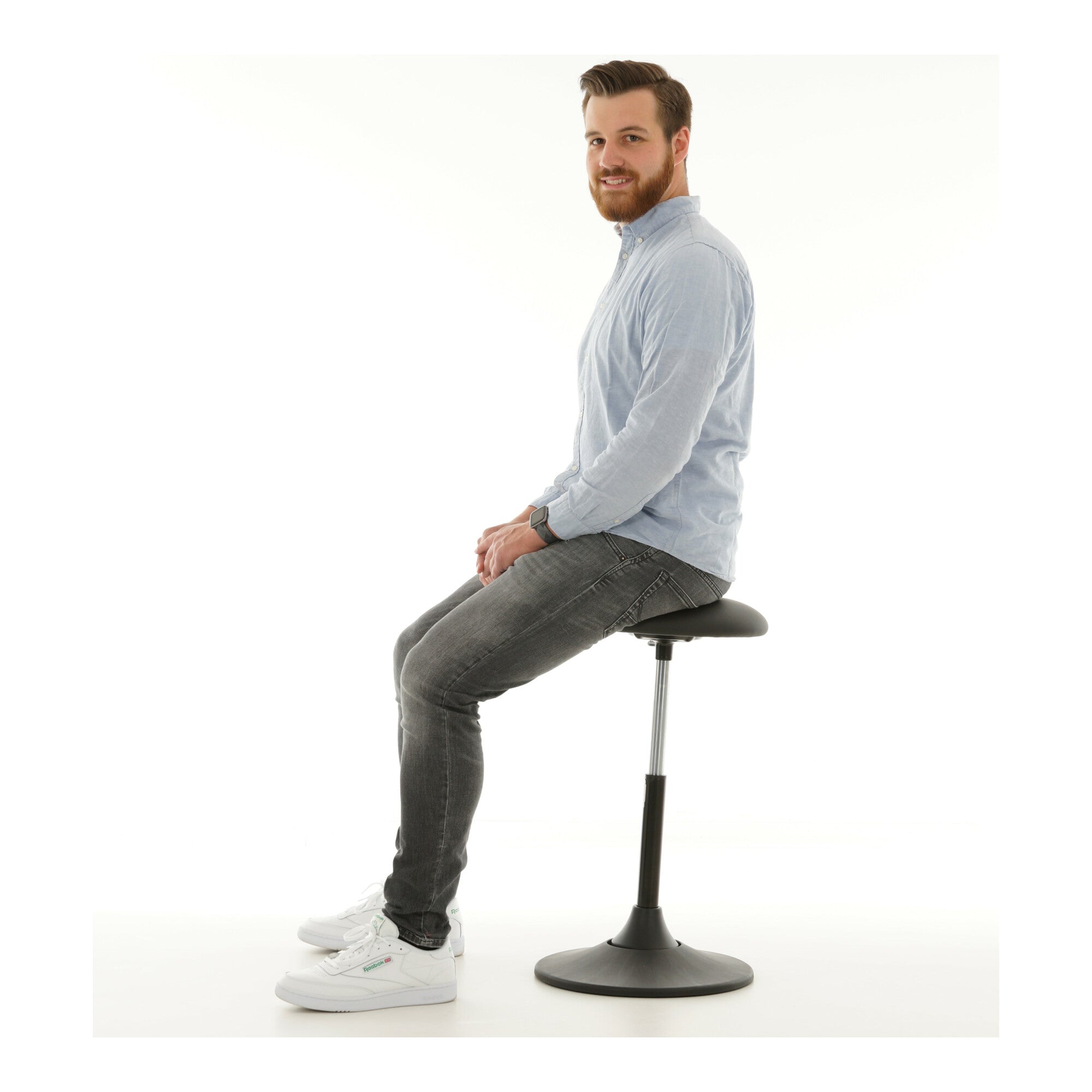 STIER multi-movable stool ergonomic height adjustable black artificial leather