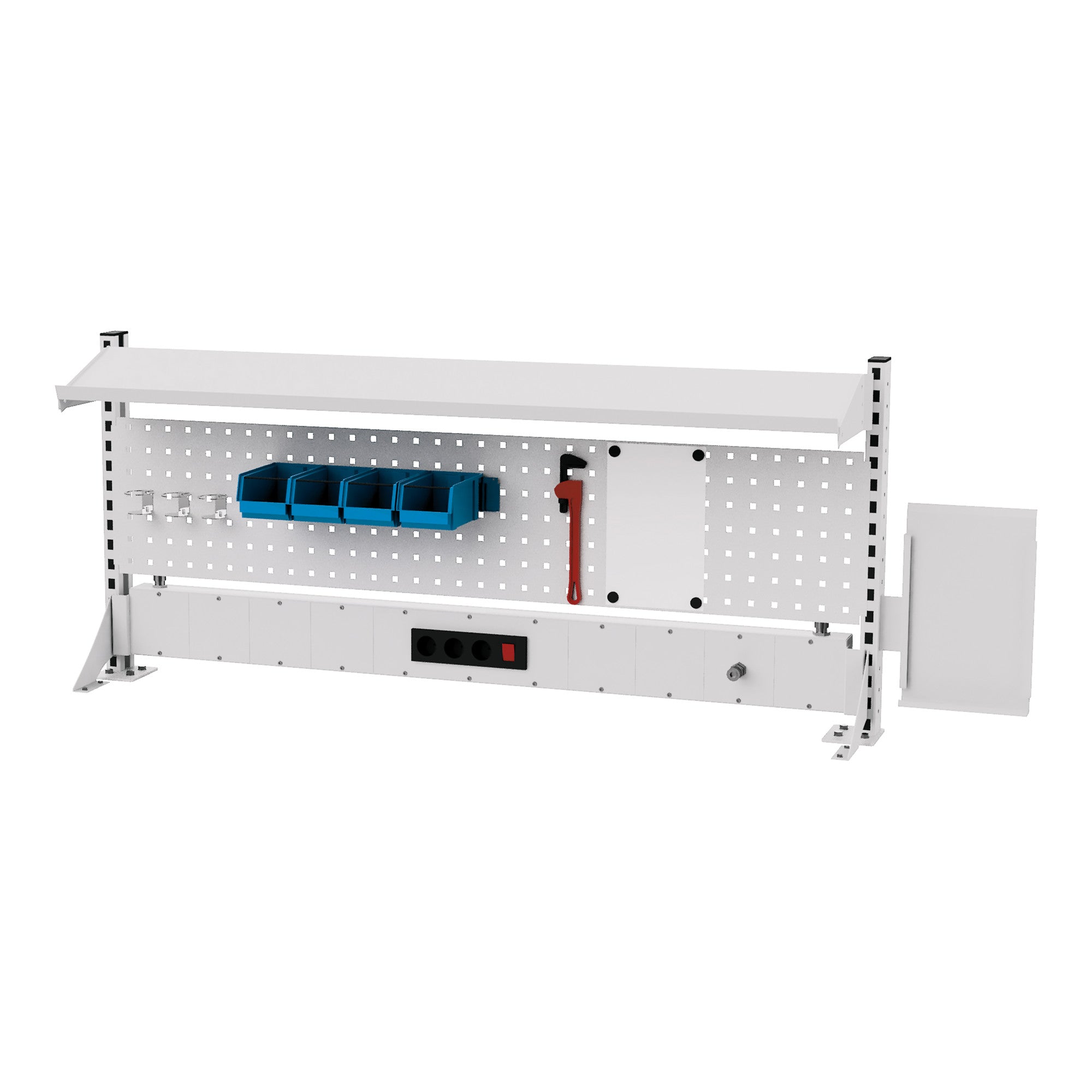 STIER Multiwandaufbau BxH 1500x650 mm 1 Lochwand 1 Fachboden 1 Energieleiste