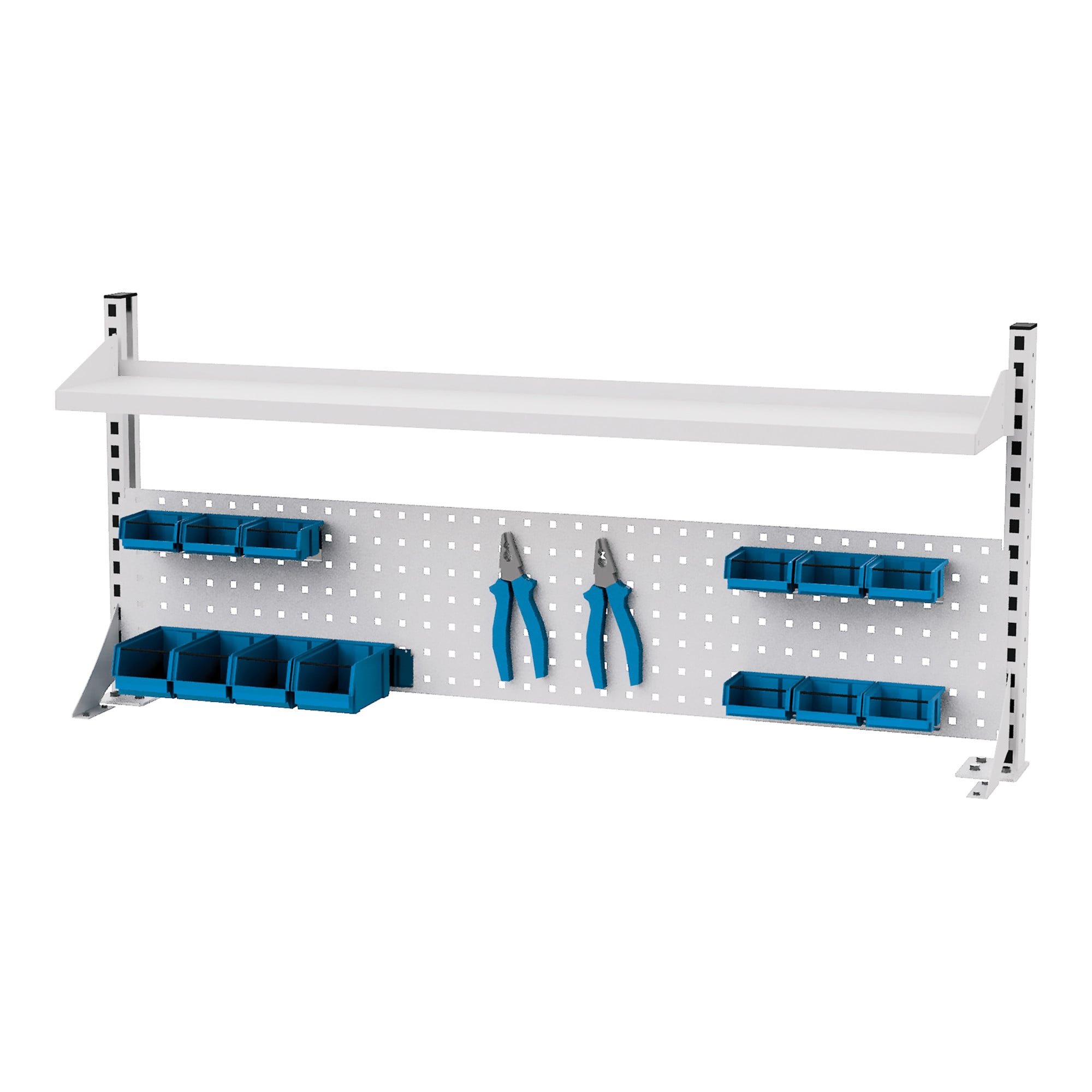 STIER Multiwandaufbau BxH 1500x650 mm 1 Lochwand 1 Fachboden