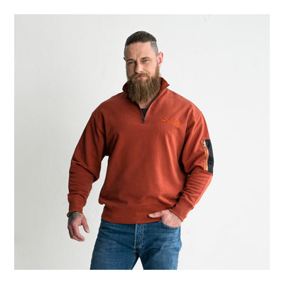 STIER Oversized Zip Sweater Functional Pocket organic cotton XL Deep Red