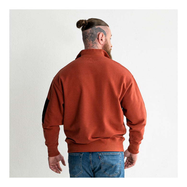 STIER Oversized Zip Sweater Functional Pocket organic cotton XL Deep Red