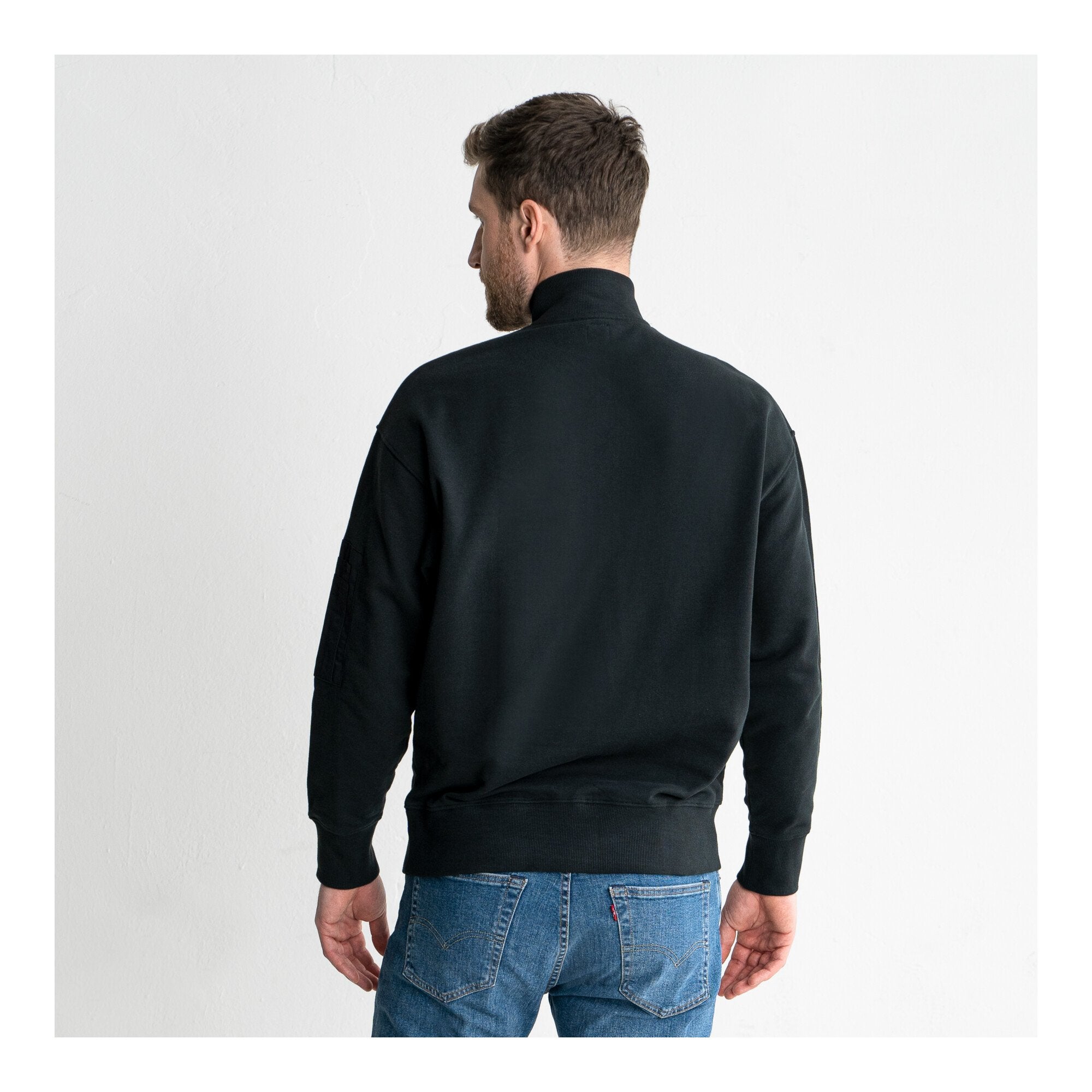 STIER Oversized Zip Sweater Functional Pocket organic cotton XXL Black