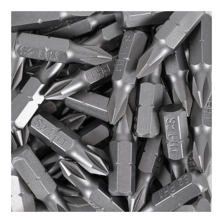 STIER Phillips bit bulk pack PH1 to PH2 50 pieces drive 1/4 25 mm length
