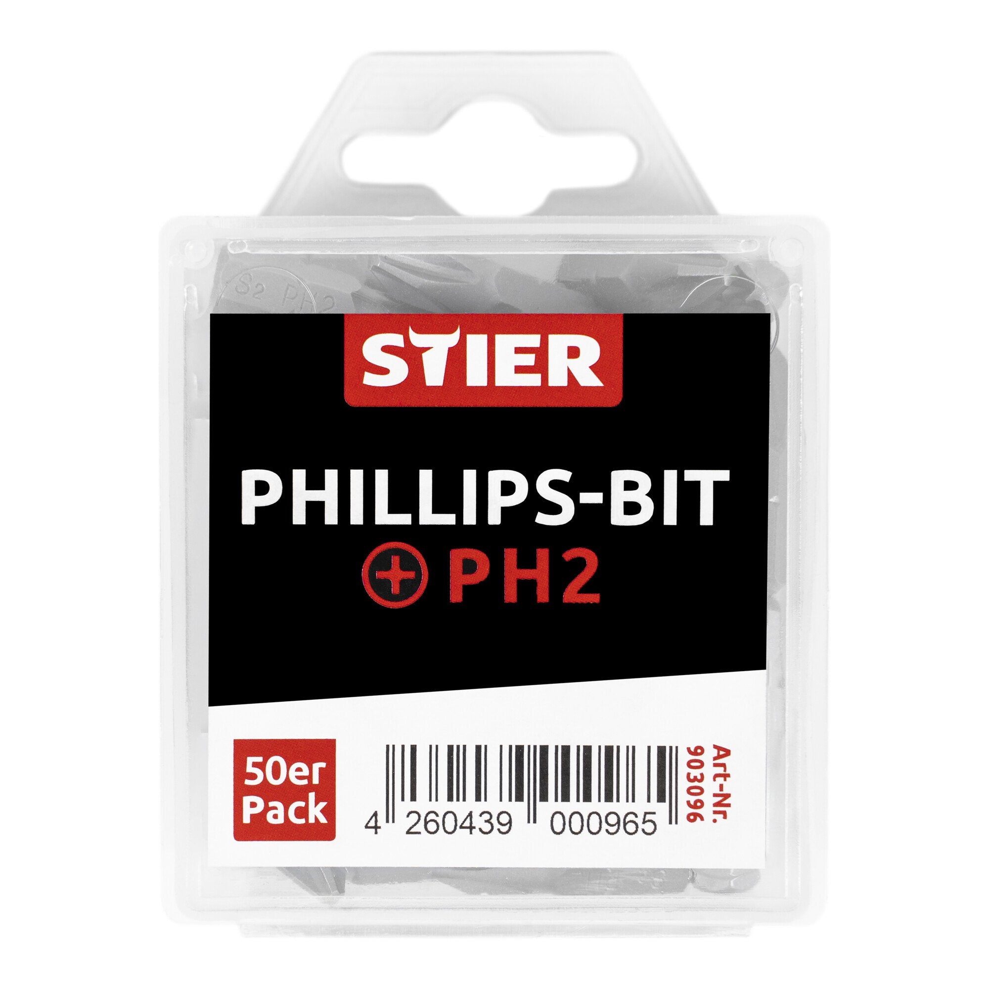 STIER Phillips-Bit-Großpackung PH1 bis PH2 50 Stk Antrieb 1/4 25 mm Länge