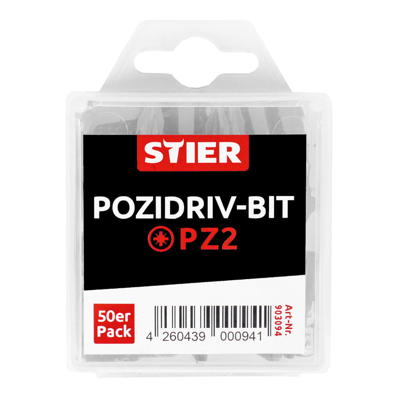 STIER Pozidriv-Bit-Großpackung PZ1 | PZ2 50 Stk Bitset Bitsatz